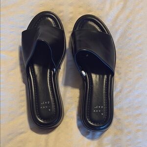 Women's Platform Black Slide Sandals